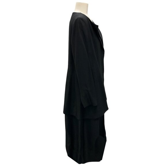Partow Black Double Layer Silk Mid-Length Coat - Picture 2 of 5